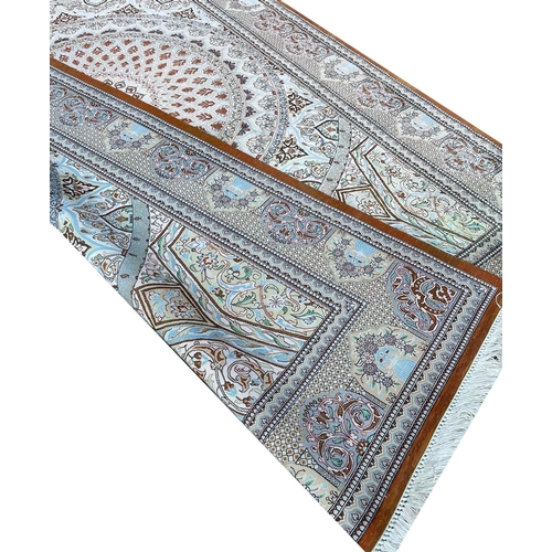 137 - PERSIAN SIGNED SILK RUG, 205cm x 130cm.