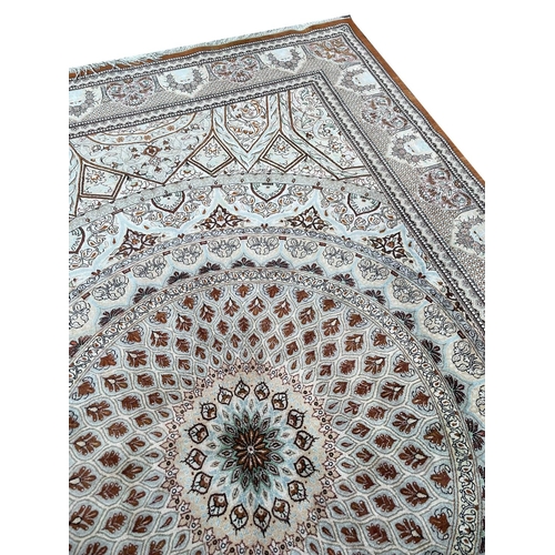 137 - PERSIAN SIGNED SILK RUG, 205cm x 130cm.