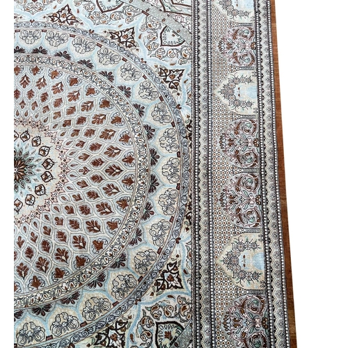 137 - PERSIAN SIGNED SILK RUG, 205cm x 130cm.