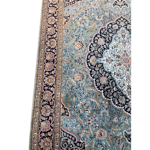 150 - FINE TEHRAN DESIGN SILK RUG, 195cm x 123cm.