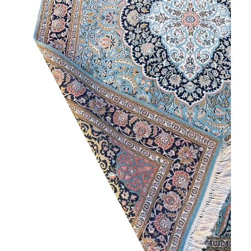 150 - FINE TEHRAN DESIGN SILK RUG, 195cm x 123cm.