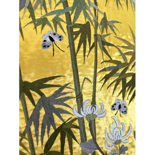 154 - CHINESE SILK WALL HANGING, approx 200cm x 141cm.