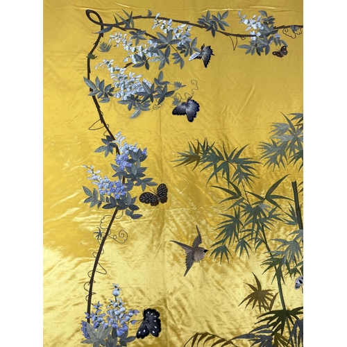 154 - CHINESE SILK WALL HANGING, approx 200cm x 141cm.