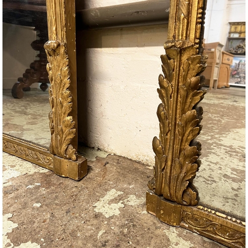 160 - OVERMANTEL MIRRORS, a pair, Victorian giltwood with shell, swag and acanthus leaf decoration, panell... 