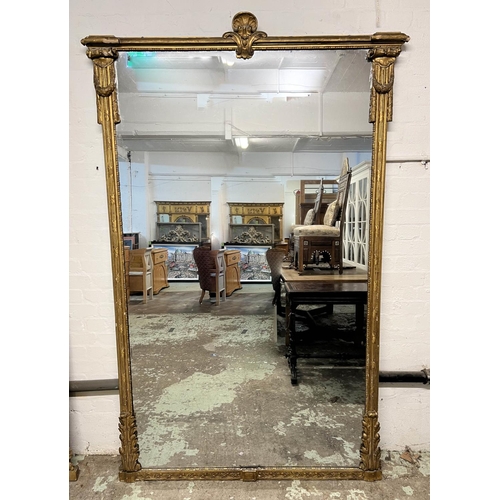 160 - OVERMANTEL MIRRORS, a pair, Victorian giltwood with shell, swag and acanthus leaf decoration, panell... 