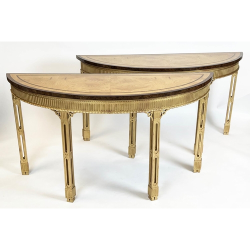 173 - DEMI LUNE SIDE TABLES, 80cm H x 149cm W x 55cm D, a pair, 19th century and later George III style gi... 