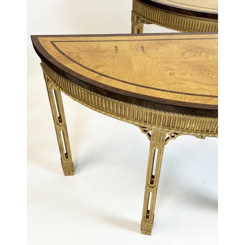 173 - DEMI LUNE SIDE TABLES, 80cm H x 149cm W x 55cm D, a pair, 19th century and later George III style gi... 