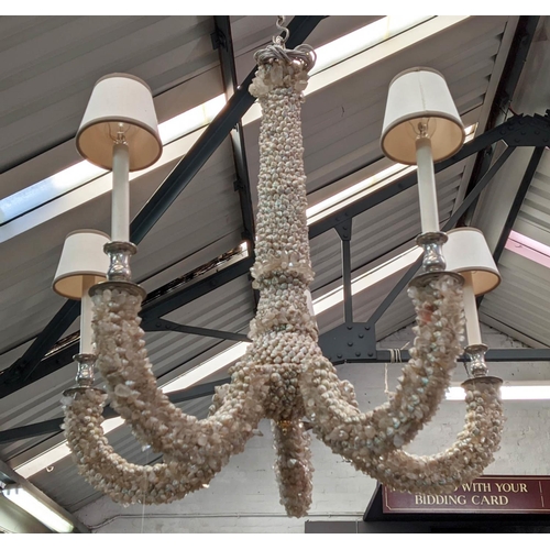 246 - ANTHONY REDMILE STYLE SHELL AND ROCK CRYSTAL CHANDELIER, 100cm drop.