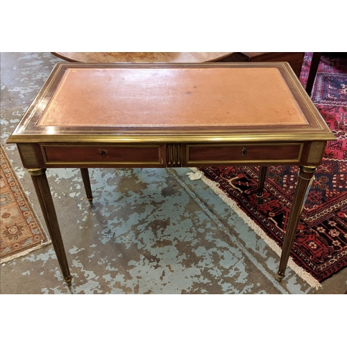 249 - BUREAU PLAT, 100cm W x 77cm H x 60cm D late 19th century French mahogany and brass mounted with a re... 