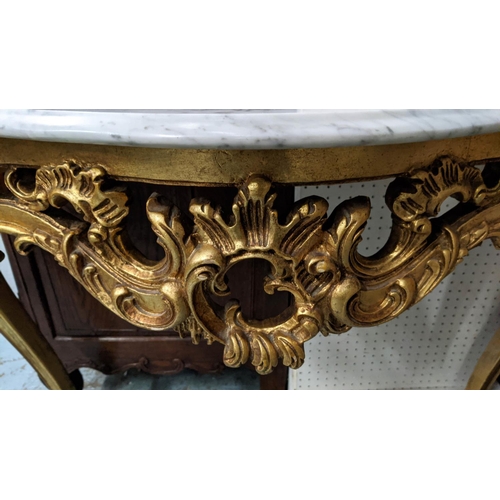 259 - CONSOLE TABLE, 109cm x 38.5cm x 78cm, Louis XV style, marble top, gilt base.