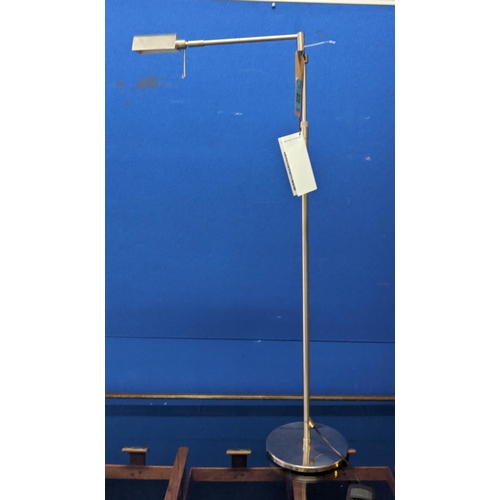 312 - WILLIAM YEOWARD ROOF TOP FLOOR LAMP, 126cm at tallest, in brushed metal, height adjustable.