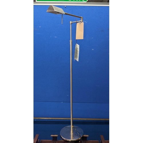 312 - WILLIAM YEOWARD ROOF TOP FLOOR LAMP, 126cm at tallest, in brushed metal, height adjustable.