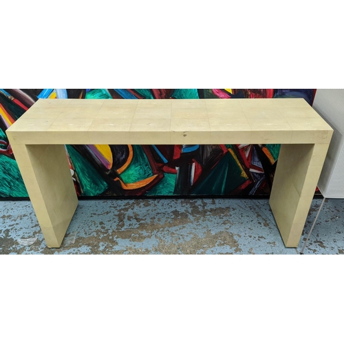 330 - SHAGREEN CONSOLE TABLE, 150.5cm x 40cm x 80cm.