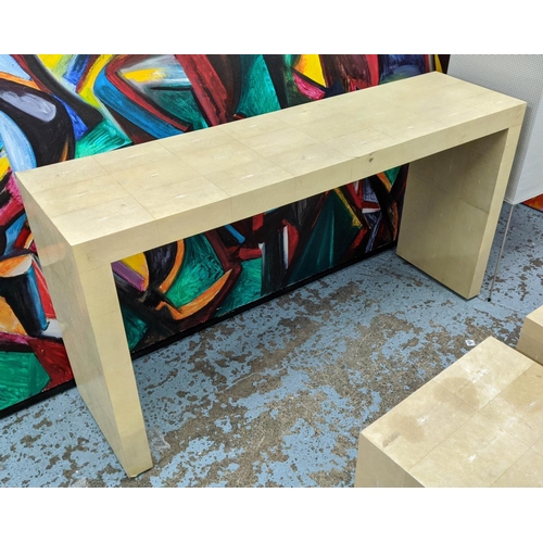 330 - SHAGREEN CONSOLE TABLE, 150.5cm x 40cm x 80cm.