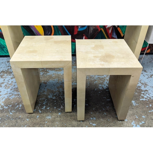 331 - SHAGREEN SIDE TABLES, a pair, 115cm x 43cm x 56cm. (2)