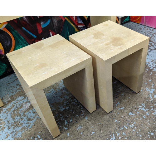 331 - SHAGREEN SIDE TABLES, a pair, 115cm x 43cm x 56cm. (2)