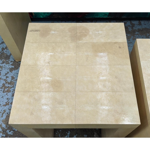 331 - SHAGREEN SIDE TABLES, a pair, 115cm x 43cm x 56cm. (2)