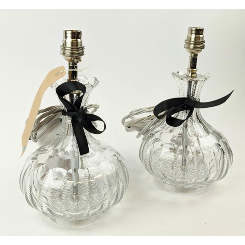 360 - DECANTER TABLE LAMPS, a pair, 28cm H. (2)