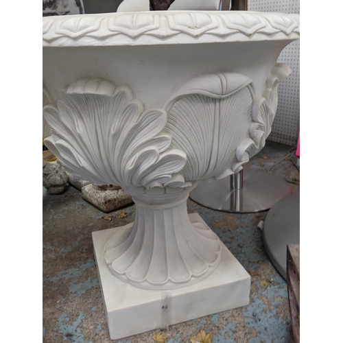 367 - FAUX ROSE BUSH DISPLAY IN URN PLANTER, 170cm H.