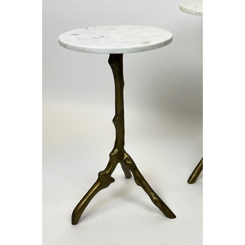 488 - MARTINI TABLES, a graduated pair, 1960s French style, naturalistic branch form gilt metal bases with... 