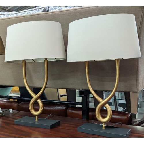 491 - PORTA ROMANA ORGANIC LOOP TABLE LAMPS, a pair, 67cm H each with a Porta Romana shade. (2)