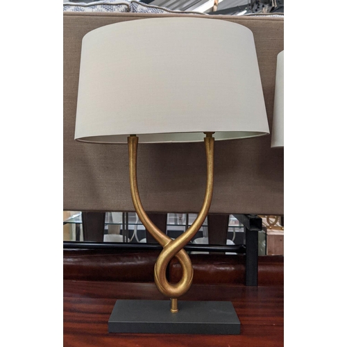 491 - PORTA ROMANA ORGANIC LOOP TABLE LAMPS, a pair, 67cm H each with a Porta Romana shade. (2)