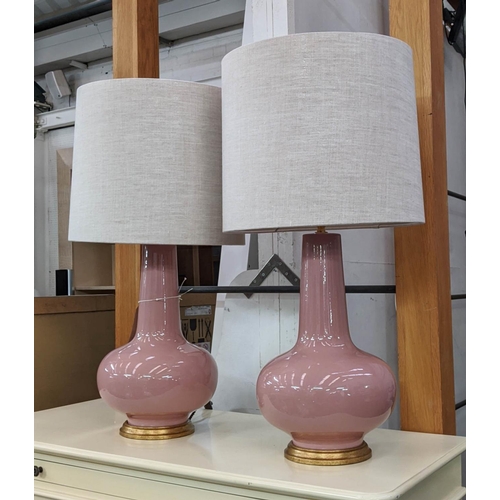 492 - PORTA ROMANA SYBIL TABLE LAMPS, a pair, 79.5cm H each with a Porta Romana shade. (2)