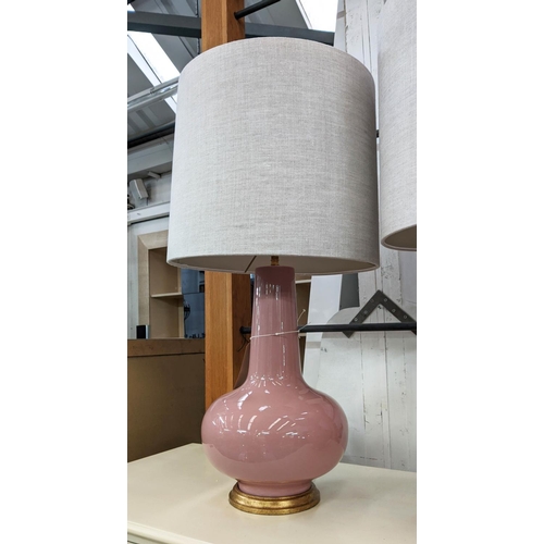 492 - PORTA ROMANA SYBIL TABLE LAMPS, a pair, 79.5cm H each with a Porta Romana shade. (2)