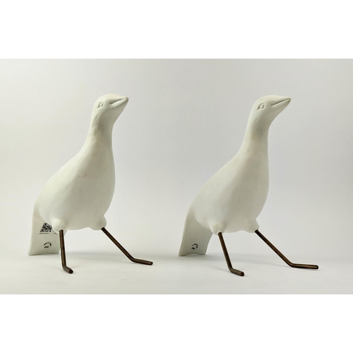 510 - JULIAN CHICHESTER GESSO SEATED BIRDS, 28cm H. (2)