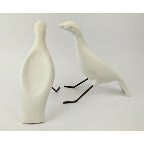 510 - JULIAN CHICHESTER GESSO SEATED BIRDS, 28cm H. (2)