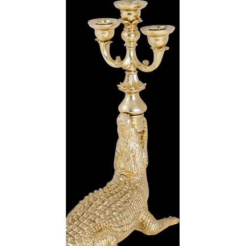 524 - CROCODILE CANDELABRA, a pair, gilt finish, 44cm x 51cm x 15cm.