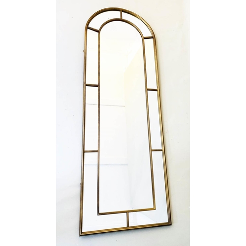 529 - ARCHITECTURAL WALL MIRROR, regency style, gilt frame 180cm x 63cm.