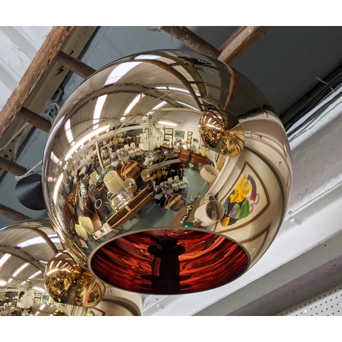 508 - TOM DIXON CEILING PENDANT LIGHTS, a set of three, 41cm drop minus cables. (3)