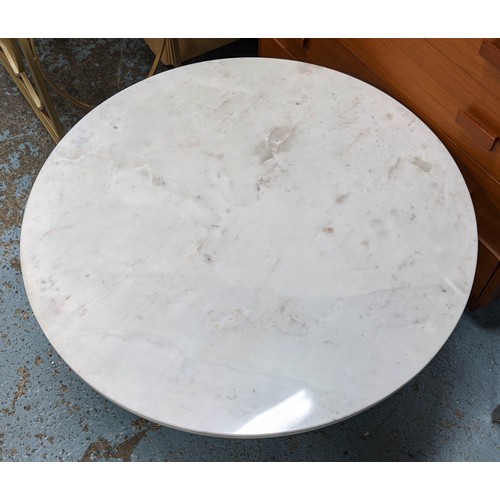 430 - COCKTAIL TABLE, 40cm high, 80cm diameter, circular form, marble top, gilt metal base