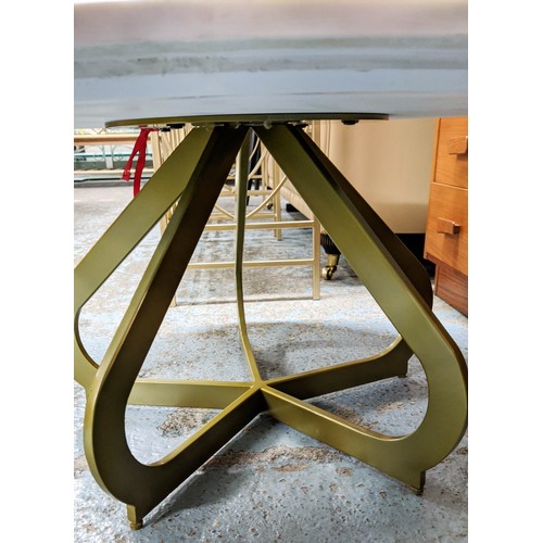 430 - COCKTAIL TABLE, 40cm high, 80cm diameter, circular form, marble top, gilt metal base