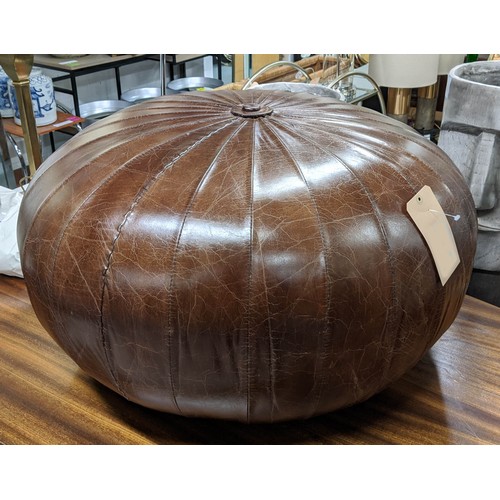 435 - POUFFE, 80cm x 45cm H, Moroccan style, leather construction.