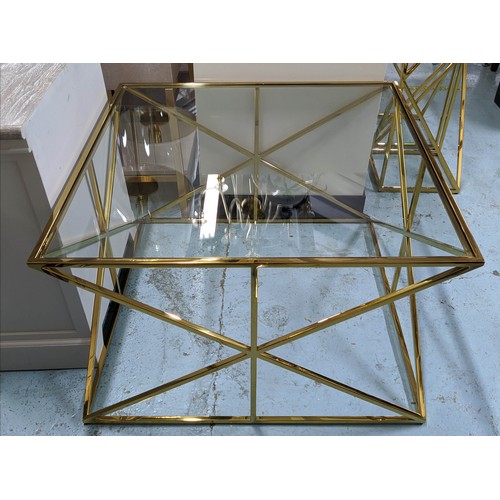 441 - COCKTAIL TABLE, 1970's French style, gilt metal and glass, 80cm x 80cm x 51cm.