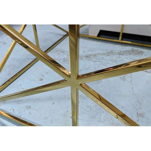 441 - COCKTAIL TABLE, 1970's French style, gilt metal and glass, 80cm x 80cm x 51cm.