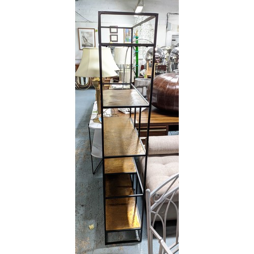 450 - ETAGERE, 80cm x 30cm x 165cm, 1960's French style, gilt metal shelves.