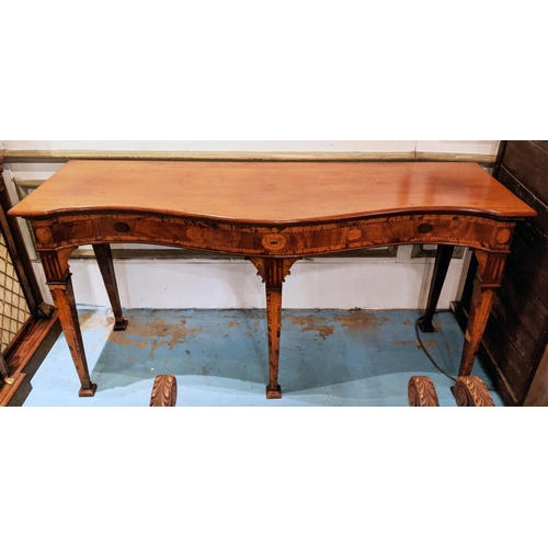 493 - SERVING TABLE, 169cm L x 84cm H x 55cn D 19th century mahogany serpentine fronted with an associated... 