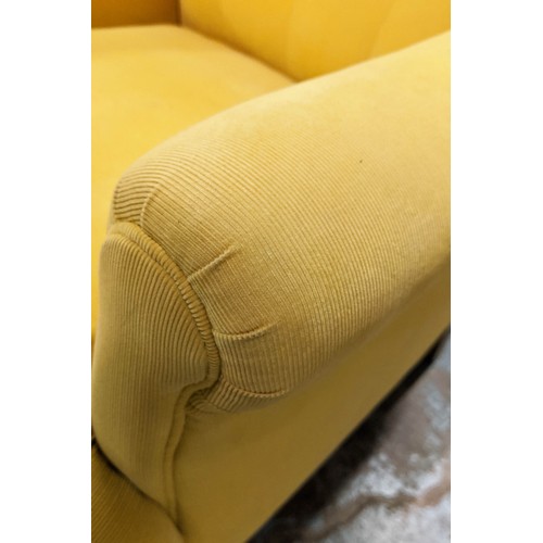 446 - OKA ARMCHAIRS, a pair, 94cm H, mustard cord upholstery. (2)