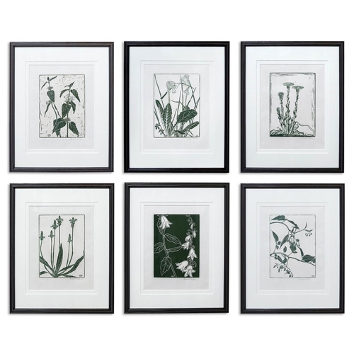 69 - MARGARETE (GRETL) GOTZ (1869-1952), 'Pflanzen in Dunkelgrun woodcuts, 37cm x 30cm, signed in pencil.