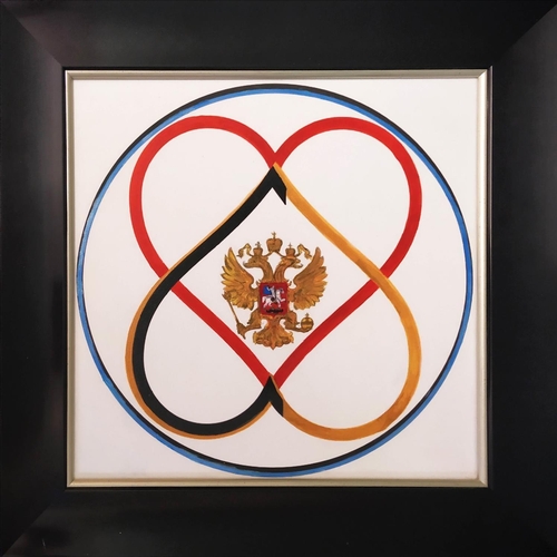 66 - LYOUBOV TOUINOVA 'Heartwin Russia', mixed media, 39cm x 39cm, framed.