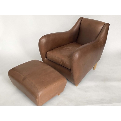 389 - SCP BALZAC ARMCHAIR AND STOOL, by Matthew Hilton, chair 64cm W, stool 70cm W. (2)