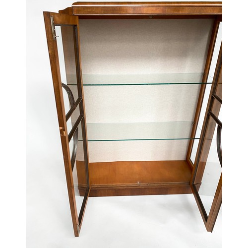 281 - ART DECO DISPLAY CASE, walnut and burr walnut with arched top and two astragal glazed doors, 91cm x ... 