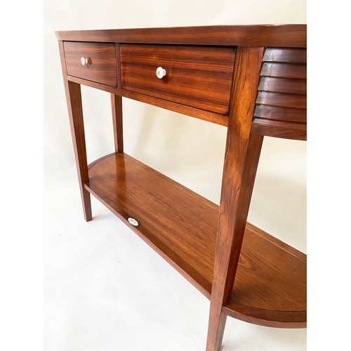 339 - STARBAY PANAMA HALF MOON CONSOLE TABLE, 140cm x 40cm x 80cm.