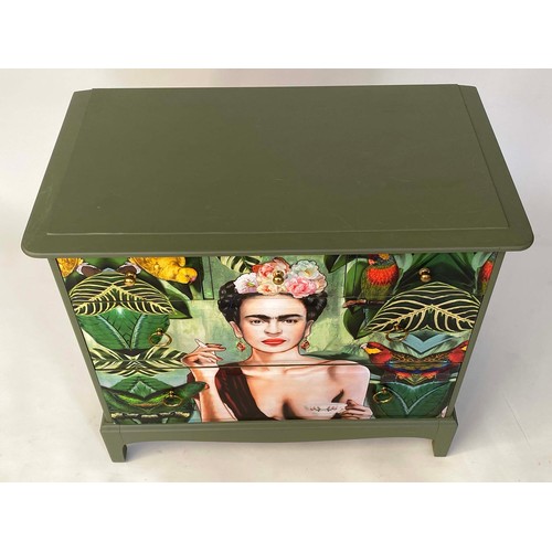 384 - FRIDA KAHLO DECORATED CHEST, with five drawers, 72cm H x 82cm W x 46cm D.