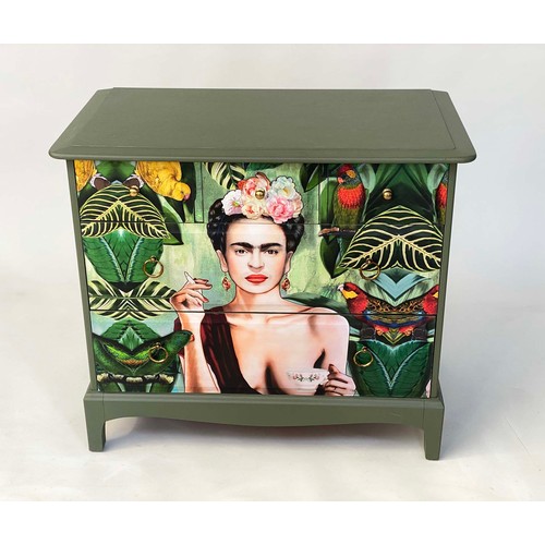 384 - FRIDA KAHLO DECORATED CHEST, with five drawers, 72cm H x 82cm W x 46cm D.