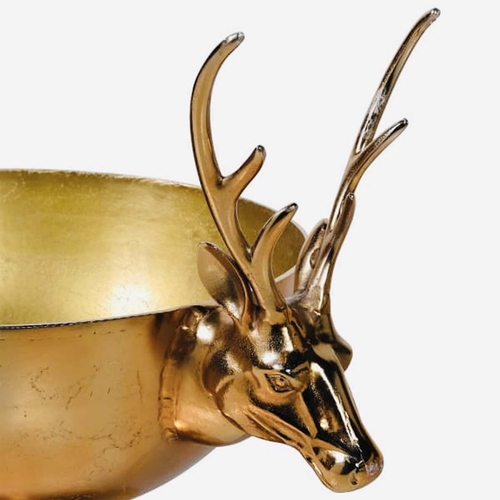 466 - CHAMPAGNE BATH, 78cm H x 109cm W x 67cm D, stag head handles, pedestal base, gilt metal.