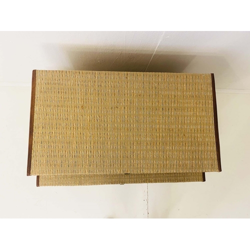 470 - TRUNKS, graduated set of two, 65cm x 40cm x 50cm, woven upholstered finish. (2)